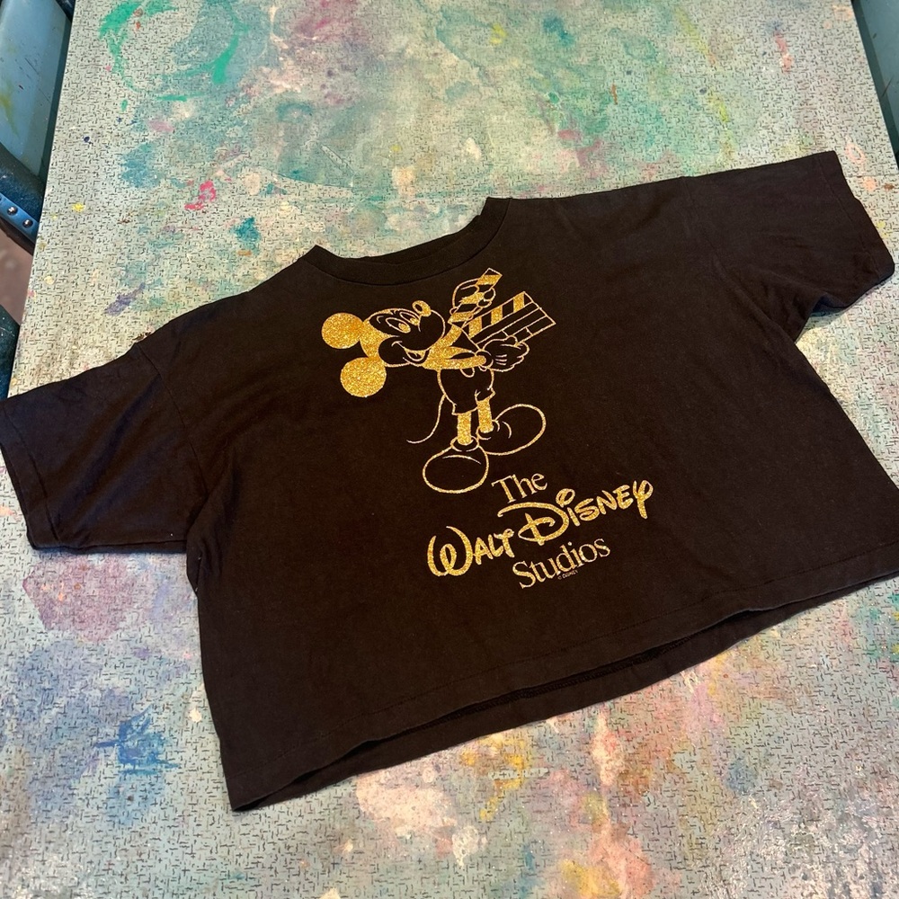 Vintage GLITTER Mickey Disney Crop